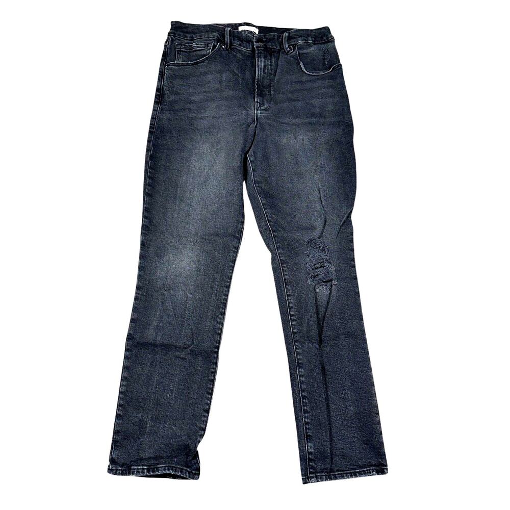 Good American Good Classic Distressed Skinny Jeans Black Womens 12 31 High Rise